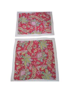 Pottery Barn Floral Georgia Shams Red Quilted Square Rectangle 100% Cotton